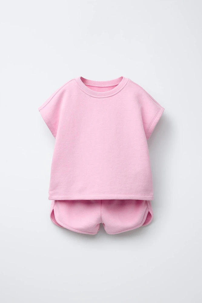 PLAIN MEDIUM WEIGHT T-SHIRT AND BERMUDA SET