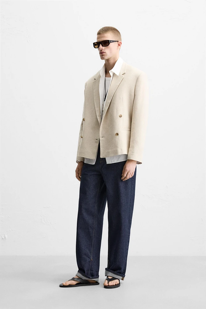 VESTE DE COSTUME CROISÉE EN LIN