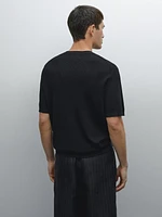 T-shirt manches courtes en maille texturée
