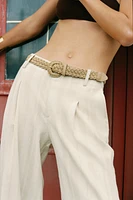 PANTALON LARGE RAYURES CEINTURE