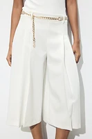 BELTED PLEATED LONG SHORTS