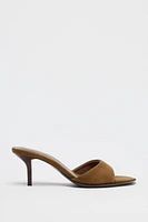 SPLIT LEATHER HEELED SANDALS