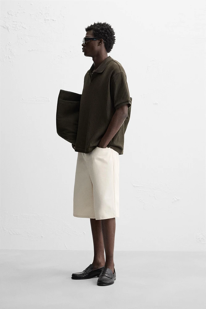 RIBBED TEXTURED POLO SHIRT