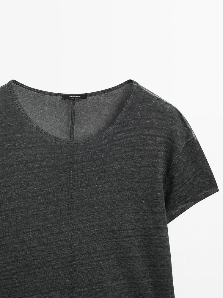 T-shirt 100 % lin à manches courtes