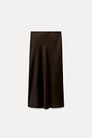 SATIN EFFECT MIDI SKIRT