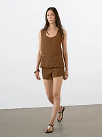 Short crochet cuir finition daim
