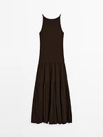 Long strappy cotton blend dress