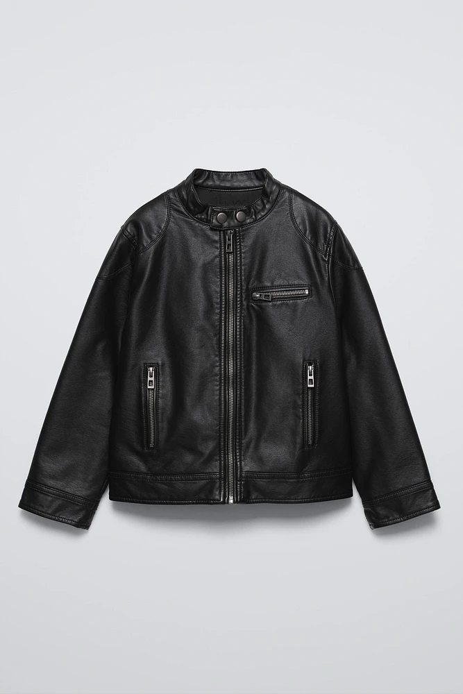 FAUX LEATHER BIKER JACKET