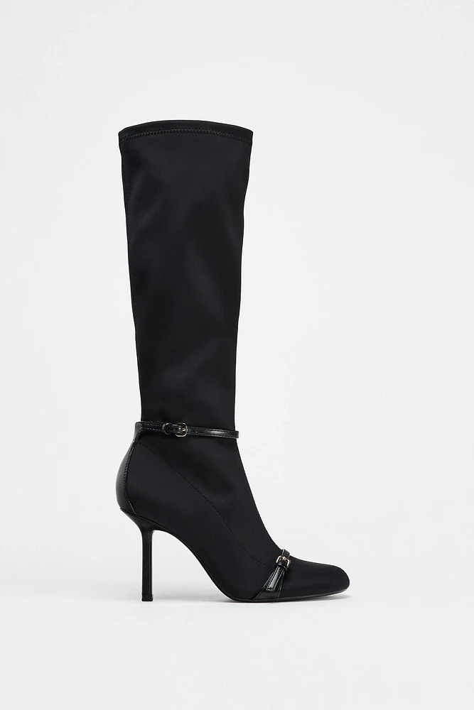 THIN HEEL ANKLE STRAP BOOTS