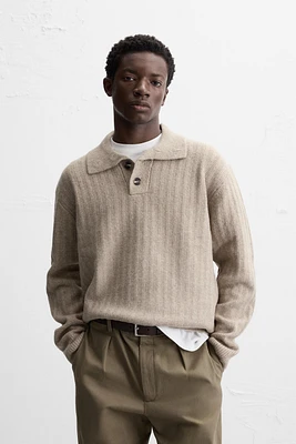 RIBBED KNIT POLO