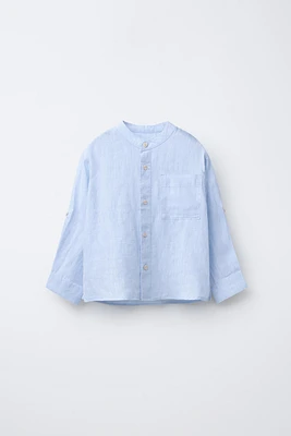 100% LINEN MANDARIN COLLAR SHIRT