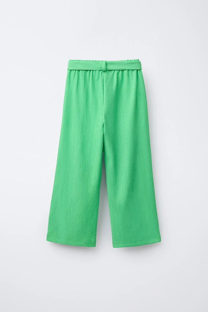 TEXTURED BELTED PANTS