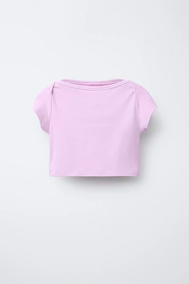 PLAIN ELASTIC CROPPED TOP