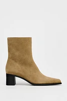 MID-SHAFT SPLIT LEATHER ANKLE BOOTS