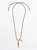 Silk cord necklace with fish