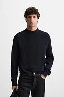 WOOL - COTTON MOCK NECK SWEATER