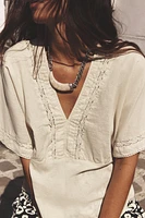 LINEN TOP WITH LACE DETAILS