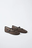 ANIMAL PRINT ORGANZA BALLET FLATS