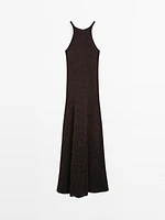 Long knit cotton blend dress