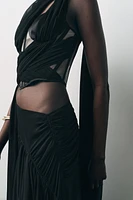 JUPE MIDI GEORGETTE DRAPÉE