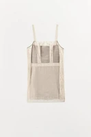 PLEATED LACE STRAP DRESS