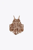 FAUX SUEDE CROCHET TOP