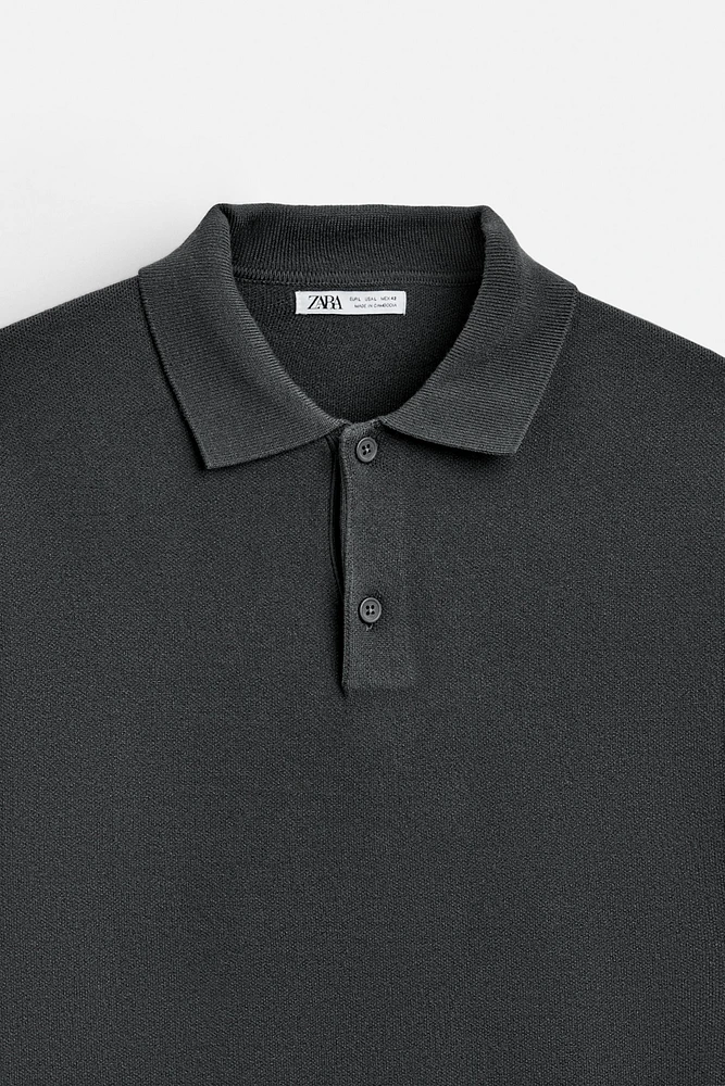 VISCOSE BLEND KNIT POLO SHIRT