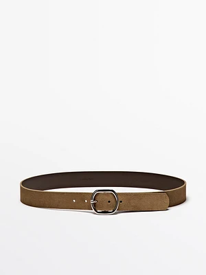 Ceinture boucle ovale croûte de cuir