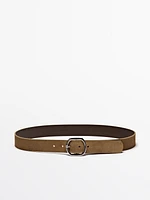 Ceinture boucle ovale croûte de cuir