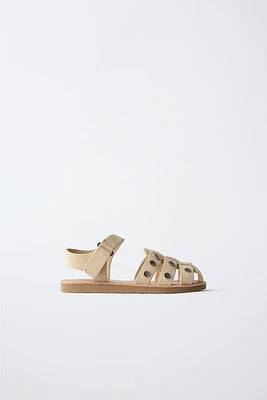 STUDDED LEATHER FISHERMAN SANDALS