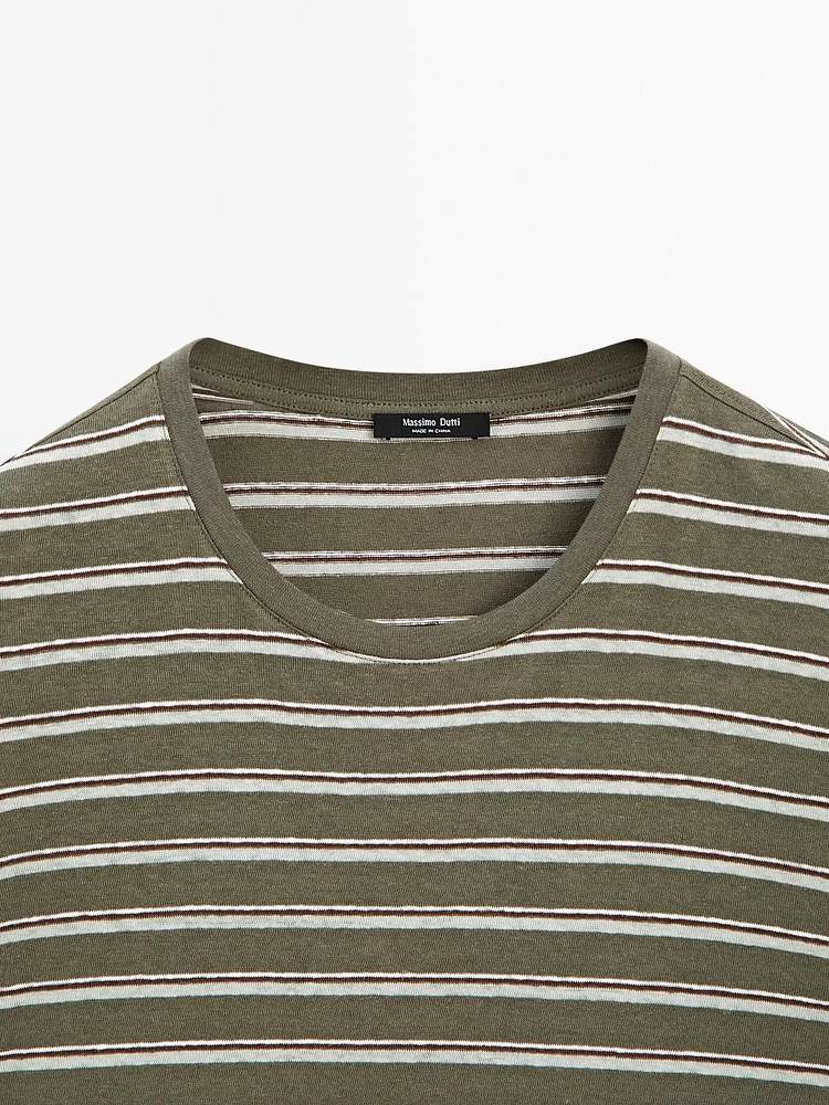 T-shirt à rayures coton et lin