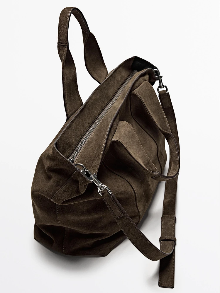 Sac cabas en croûte de cuir