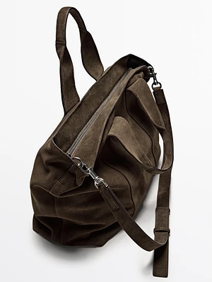 Sac cabas en croûte de cuir