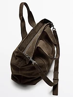 Sac cabas en croûte de cuir