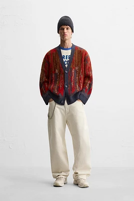 ABSTRACT JACQUARD CARDIGAN