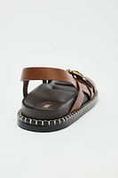 LOW-HEELED STRAPPY LEATHER SANDALS
