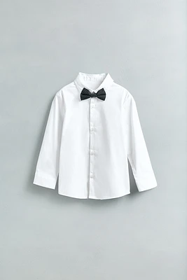 SUPER STRETCH SHIRT WITH REMOVABLE BOW TIE