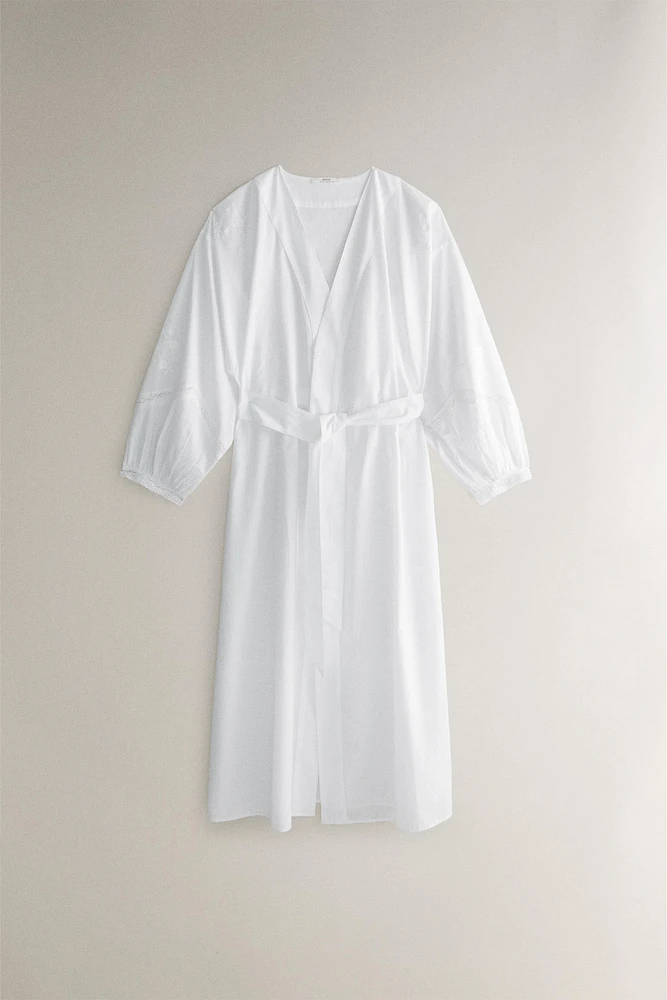 COTTON ROBE WITH EMBROIDERY