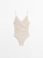 Draped tulle swimsuit