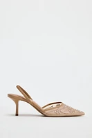 EMBROIDERED MESH SLINGBACK SHOES