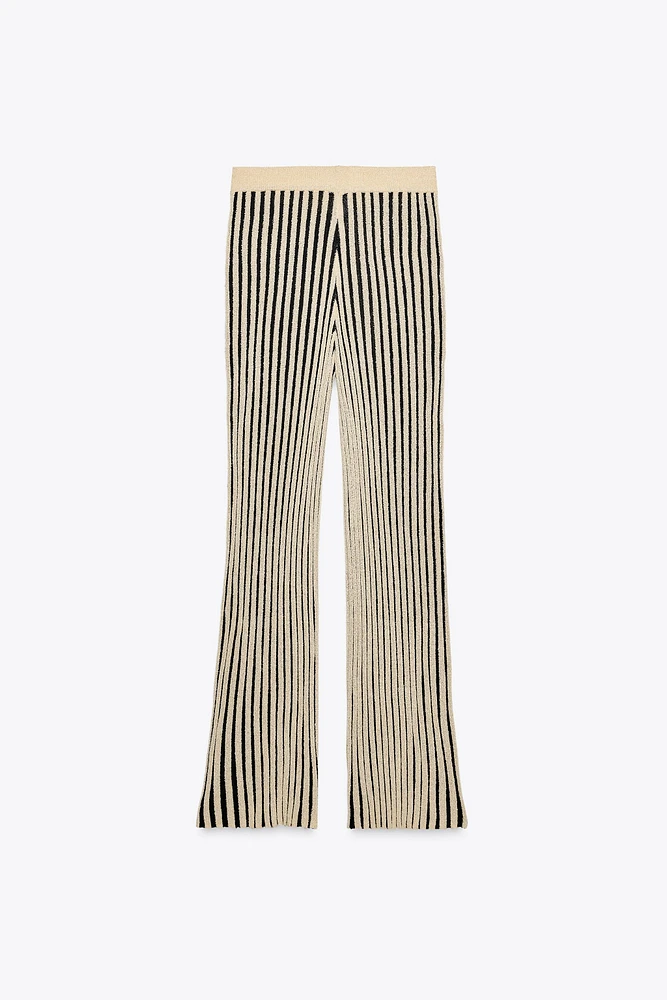 STRIPED CUT KNIT PANTS