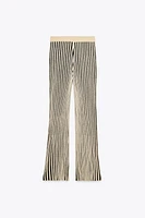 STRIPED CUT KNIT PANTS
