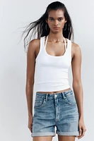TRF HIGH-WAISTED MOM FIT DENIM SHORTS