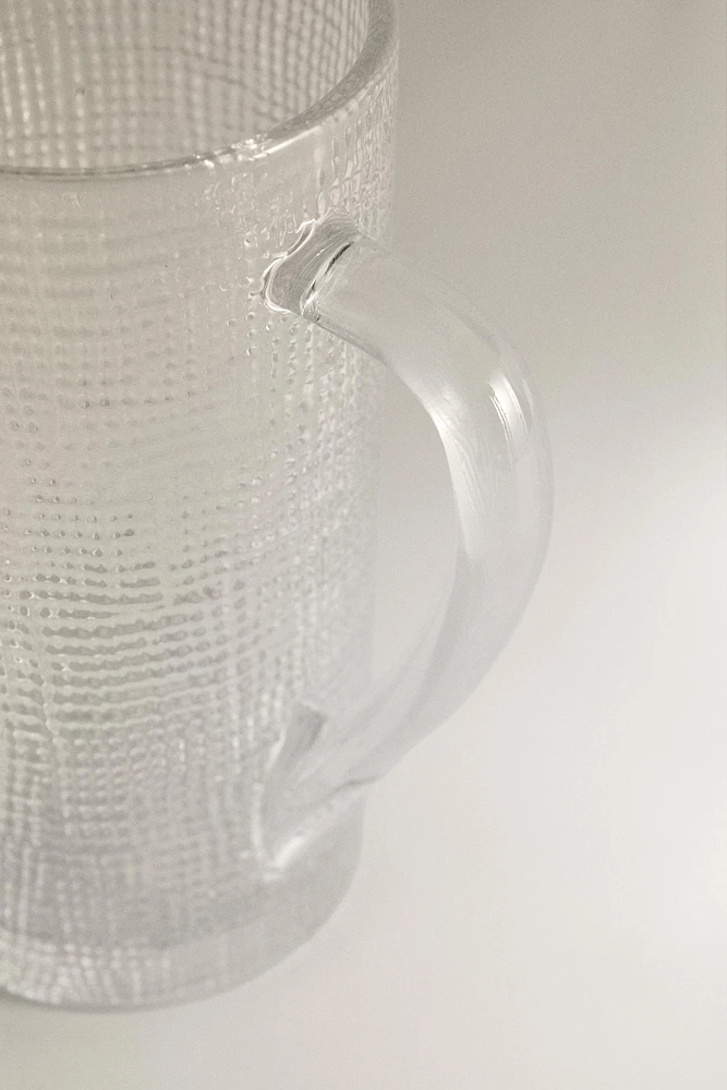 RAISED DESIGN GLASS PITCHER