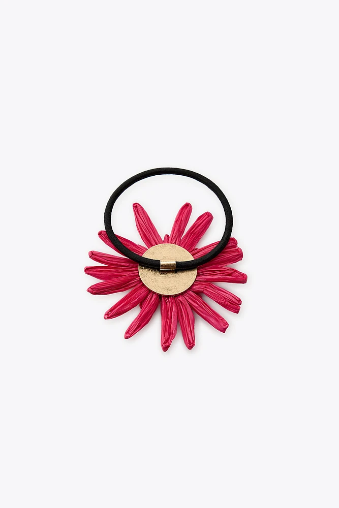 RAFFIA FLOWER SCRUNCHIE
