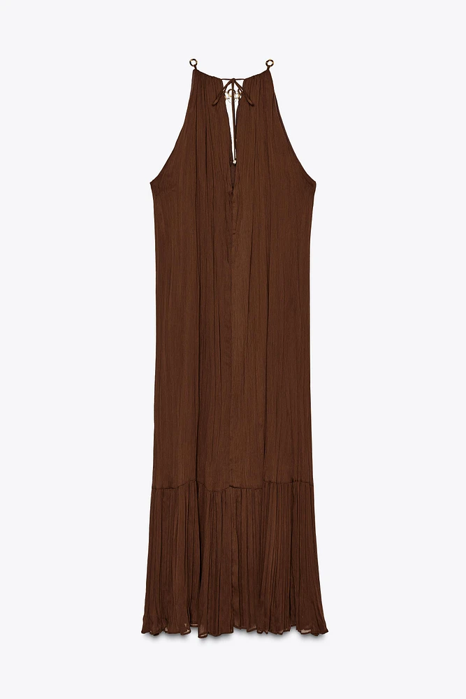 ROBE MIDI HALTER ANNEAUX