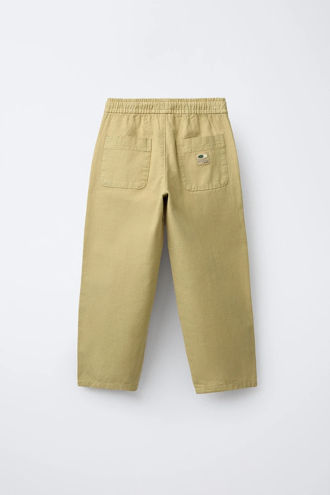 PANTALON EN COTON AVEC ÉLASTIQUES