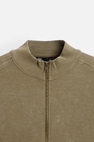 WASHED DETAIL ZIPPERED SWEATSHIRT