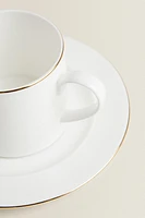 RIMMED BONE CHINA TEACUP AND SAUCER