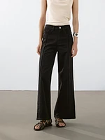 High-waist wide-leg jeans with seam details